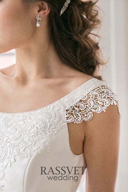 Свадебное платье Леона. Силуэт А-силуэт. Цвет Белый / Молочный. Вид 4