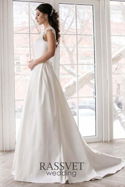 Свадебное платье Леона. Силуэт А-силуэт. Цвет Белый / Молочный. Вид 6