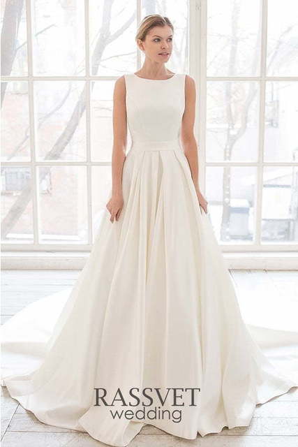 Свадебное платье Тесмира. Силуэт А-силуэт. Цвет Белый / Молочный. Вид 1