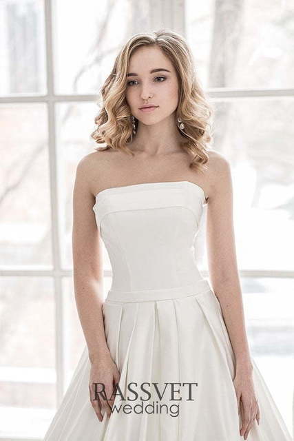 Свадебное платье Эстелла. Силуэт А-силуэт. Цвет Белый / Молочный. Вид 3