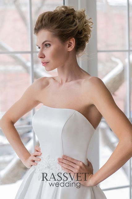 Свадебное платье Элла. Силуэт А-силуэт. Цвет Белый / Молочный. Вид 3