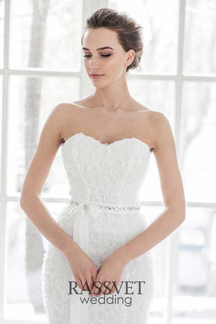 Свадебное платье Грация. Силуэт Рыбка, А-силуэт. Цвет Белый / Молочный. Вид 3