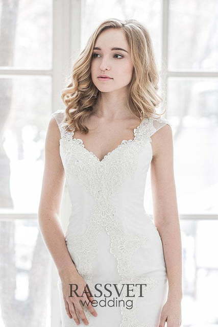 Свадебное платье Николь. Силуэт Рыбка, А-силуэт. Цвет Белый / Молочный. Вид 3