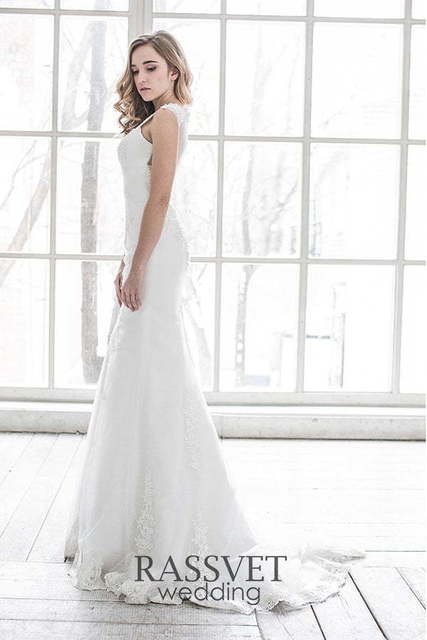 Свадебное платье Николь. Силуэт Рыбка, А-силуэт. Цвет Белый / Молочный. Вид 6