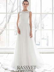 Свадебное платье Бриджит. Силуэт А-силуэт, Прямое. Цвет Белый / Молочный. Вид 1