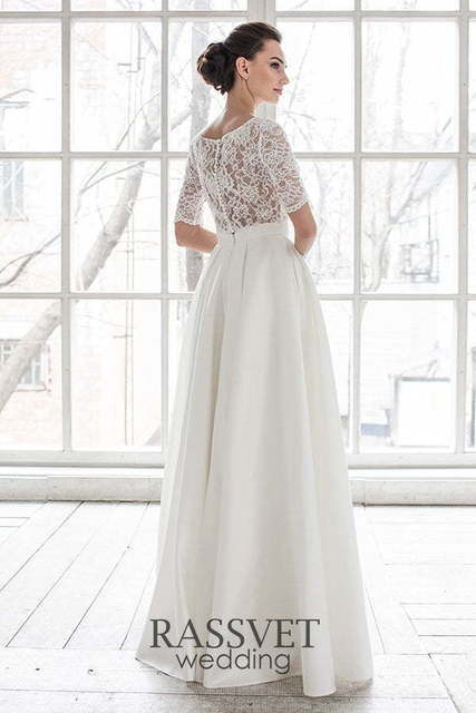 Свадебное платье Симона. Силуэт А-силуэт, Прямое. Цвет Белый / Молочный. Вид 2