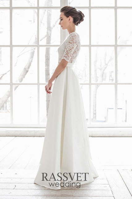 Свадебное платье Симона. Силуэт А-силуэт, Прямое. Цвет Белый / Молочный. Вид 3