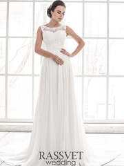 Свадебное платье Фабьен. Силуэт А-силуэт, Прямое. Цвет Белый / Молочный. Вид 1