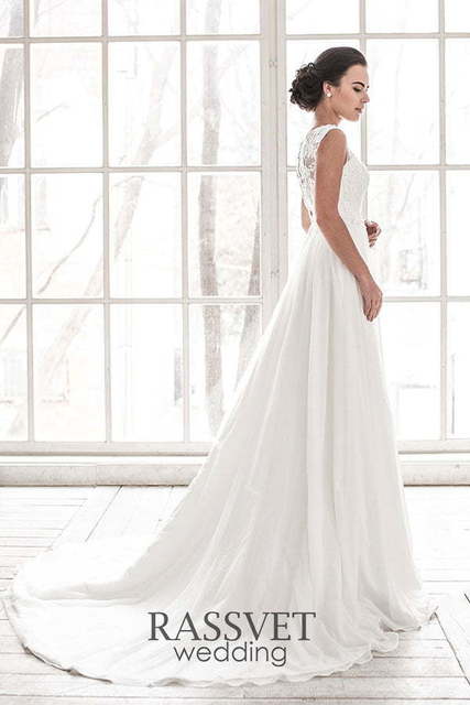 Свадебное платье Фабьен. Силуэт А-силуэт, Прямое. Цвет Белый / Молочный. Вид 5