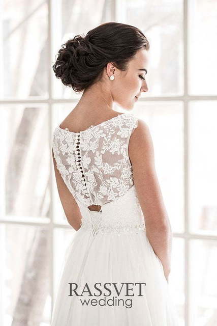 Свадебное платье Фабьен. Силуэт А-силуэт, Прямое. Цвет Белый / Молочный. Вид 6