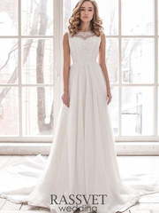 Свадебное платье Ивона. Силуэт А-силуэт, Прямое. Цвет Белый / Молочный. Вид 1