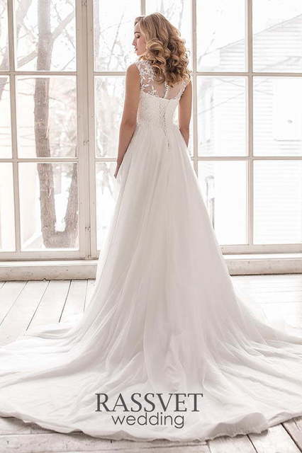 Свадебное платье Ивона. Силуэт А-силуэт, Прямое. Цвет Белый / Молочный. Вид 2