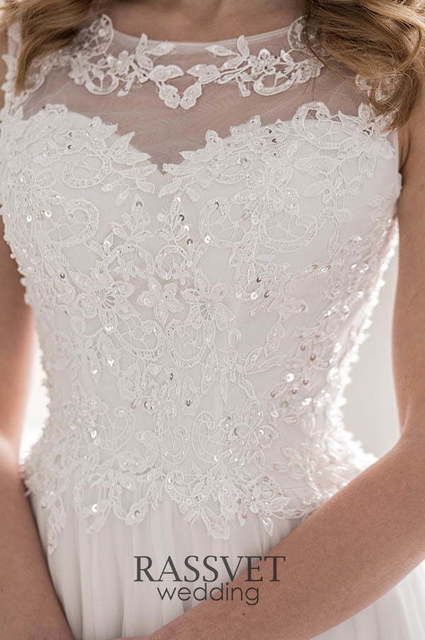 Свадебное платье Ивона. Силуэт А-силуэт, Прямое. Цвет Белый / Молочный. Вид 4