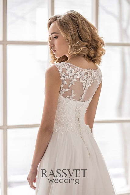 Свадебное платье Ивона. Силуэт А-силуэт, Прямое. Цвет Белый / Молочный. Вид 6