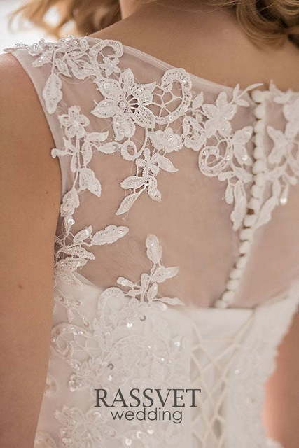 Свадебное платье Ивона. Силуэт А-силуэт, Прямое. Цвет Белый / Молочный. Вид 7