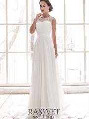 Свадебное платье Аселина. Силуэт А-силуэт, Прямое. Цвет Белый / Молочный. Вид 1