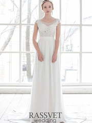 Свадебное платье Лиана. Силуэт А-силуэт, Прямое. Цвет Белый / Молочный. Вид 1