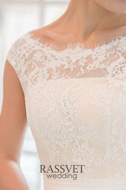 Свадебное платье Сабрина. Силуэт А-силуэт. Цвет Айвори / Капучино, Белый / Молочный, Персик / Оранжевый. Вид 4