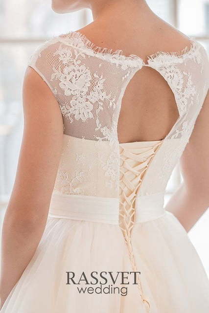 Свадебное платье Сабрина. Силуэт А-силуэт. Цвет Айвори / Капучино, Белый / Молочный, Персик / Оранжевый. Вид 7