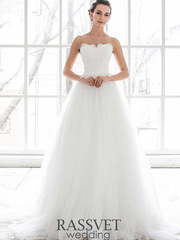 Свадебное платье Эмилия. Силуэт А-силуэт. Цвет Белый / Молочный. Вид 1