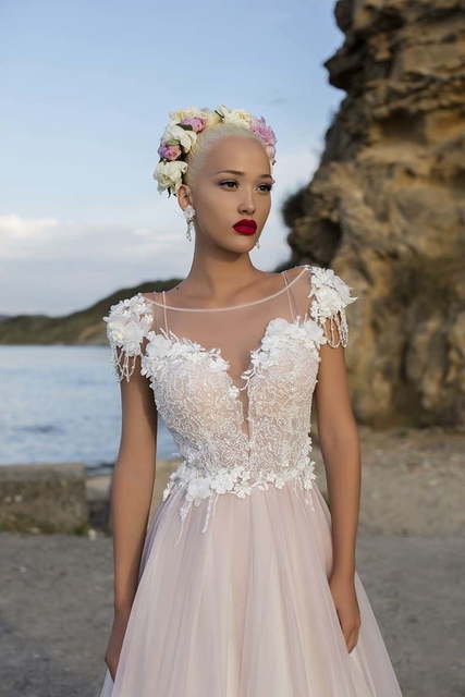 Свадебное платье Alluring Eustoma. Силуэт А-силуэт. Цвет оттенки Розового. Вид 4