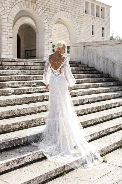 Свадебное платье Heady Salvia. Силуэт Рыбка, А-силуэт. Цвет Белый / Молочный. Вид 2