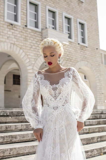 Свадебное платье Heady Salvia. Силуэт Рыбка, А-силуэт. Цвет Белый / Молочный. Вид 4