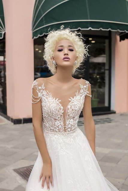 Свадебное платье Velvet Rose. Силуэт А-силуэт. Цвет Айвори / Капучино. Вид 4