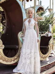 Свадебное платье Young Viola. Силуэт А-силуэт. Цвет Белый / Молочный, оттенки Розового. Вид 1