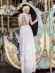 Свадебное платье Young Viola. Силуэт А-силуэт. Цвет Белый / Молочный, оттенки Розового. Вид 2