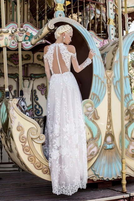 Свадебное платье Young Viola. Силуэт А-силуэт. Цвет Белый / Молочный, оттенки Розового. Вид 2