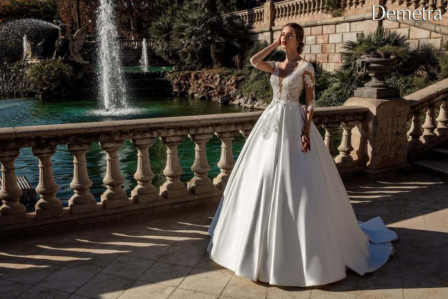 Свадебное платье Demetra. Силуэт Пышное, А-силуэт. Цвет Белый / Молочный. Вид 3