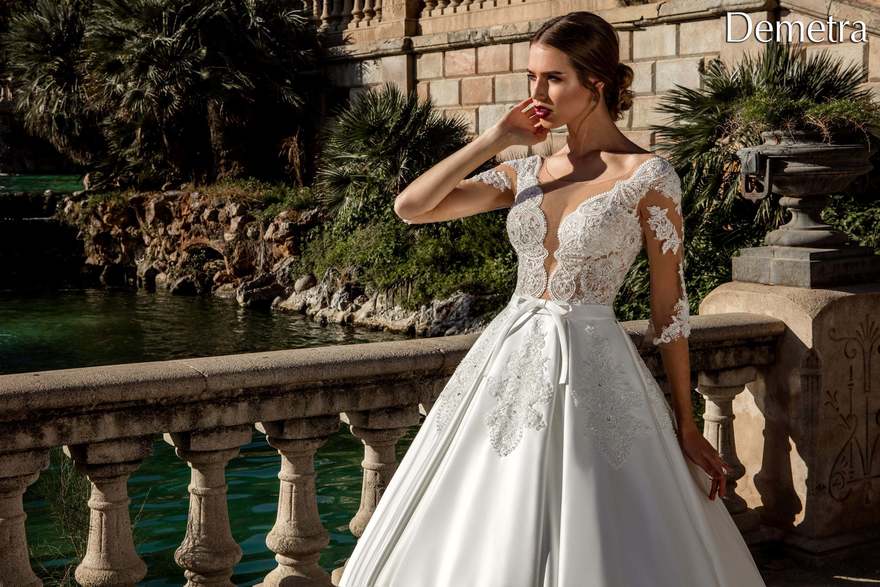 Свадебное платье Demetra. Силуэт Пышное, А-силуэт. Цвет Белый / Молочный. Вид 4