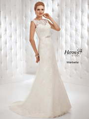 Свадебное платье Marbella. Силуэт А-силуэт, Прямое. Цвет Белый / Молочный, Айвори / Капучино. Вид 1