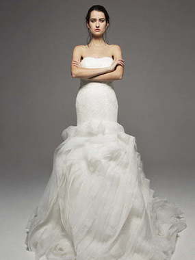 Свадебное платье 904. Силуэт Рыбка. Цвет Белый / Молочный. Вид 1