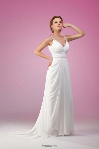 Свадебное платье 7109. Силуэт Прямое, Греческий. Цвет Белый / Молочный. Вид 1