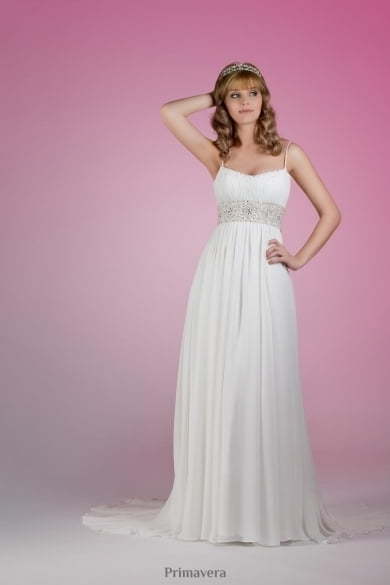 Свадебное платье 7100. Силуэт Прямое, Греческий. Цвет Белый / Молочный. Вид 1