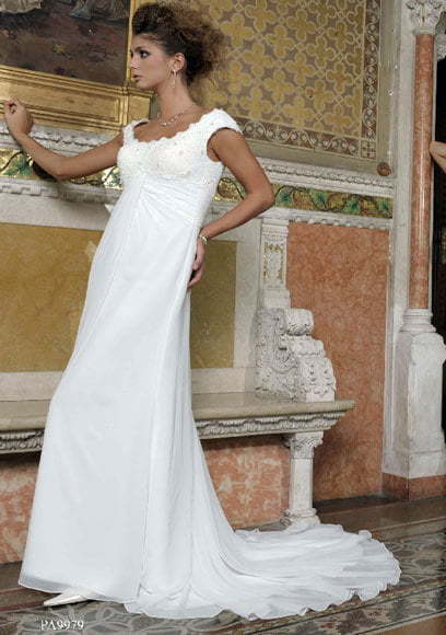 Свадебное платье 9979. Силуэт Прямое, Греческий. Цвет Белый / Молочный. Вид 1