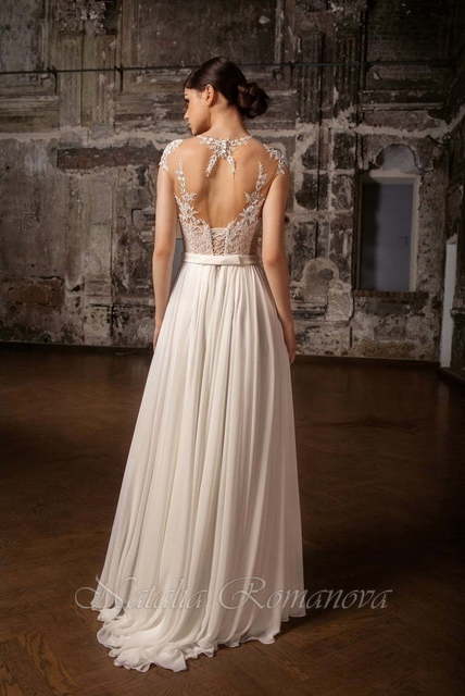 Свадебное платье Аида. Силуэт Прямое. Цвет Айвори / Капучино, Белый / Молочный. Вид 2