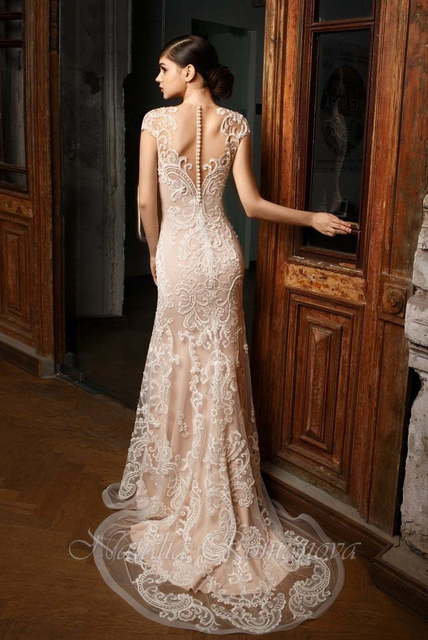 Свадебное платье Ривьера. Силуэт Рыбка. Цвет Айвори / Капучино. Вид 2