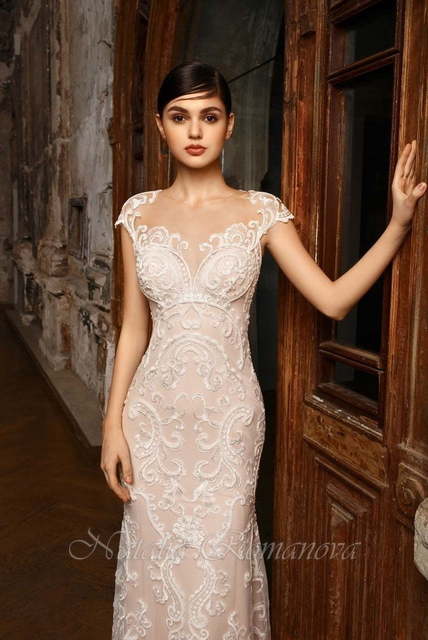 Свадебное платье Ривьера. Силуэт Рыбка. Цвет Айвори / Капучино. Вид 3