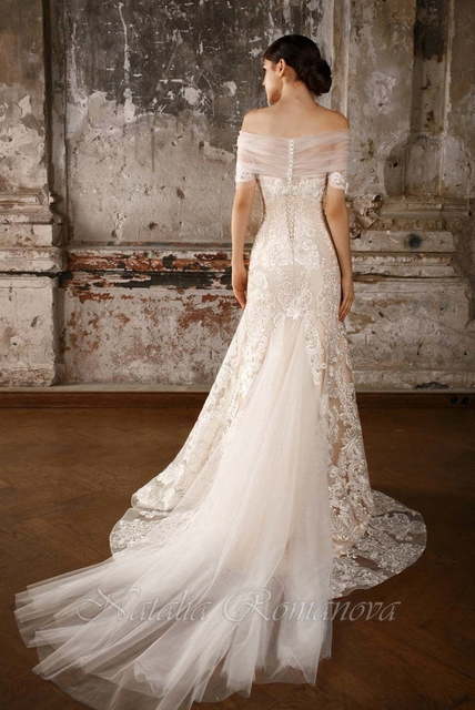 Свадебное платье Виола. Силуэт Рыбка. Цвет Айвори / Капучино. Вид 2