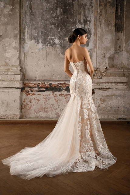 Свадебное платье Виола. Силуэт Рыбка. Цвет Айвори / Капучино. Вид 3