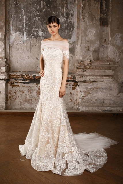 Свадебное платье Виола. Силуэт Рыбка. Цвет Айвори / Капучино. Вид 4