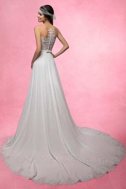 Свадебное платье Ажур. Силуэт Прямое. Цвет Белый / Молочный. Вид 2