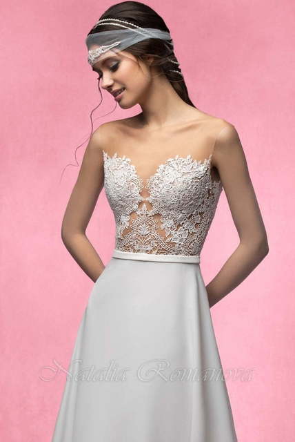 Свадебное платье Ажур. Силуэт Прямое. Цвет Белый / Молочный. Вид 3