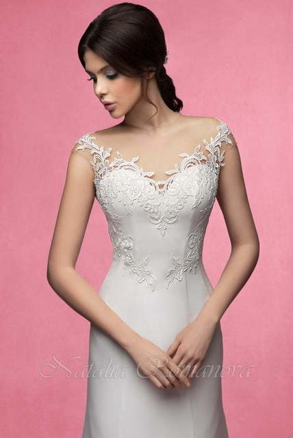 Свадебное платье Альвина. Силуэт Рыбка. Цвет Белый / Молочный. Вид 3