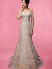 Свадебное платье Лорен. Силуэт Прямое, Рыбка. Цвет Айвори / Капучино. Вид 1