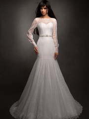 Свадебное платье Дива. Силуэт Прямое, Рыбка. Цвет Белый / Молочный. Вид 1