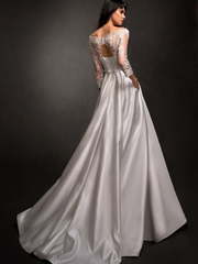 Свадебное платье Лавель. Силуэт Прямое. Цвет Белый / Молочный, Пепельный / Металлик. Вид 2